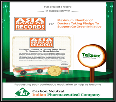 Telzox has created a record in association with the Asia Book Of Records for the Maximum Number of Doctors Taking a Pledge to Support Go Green Initiative