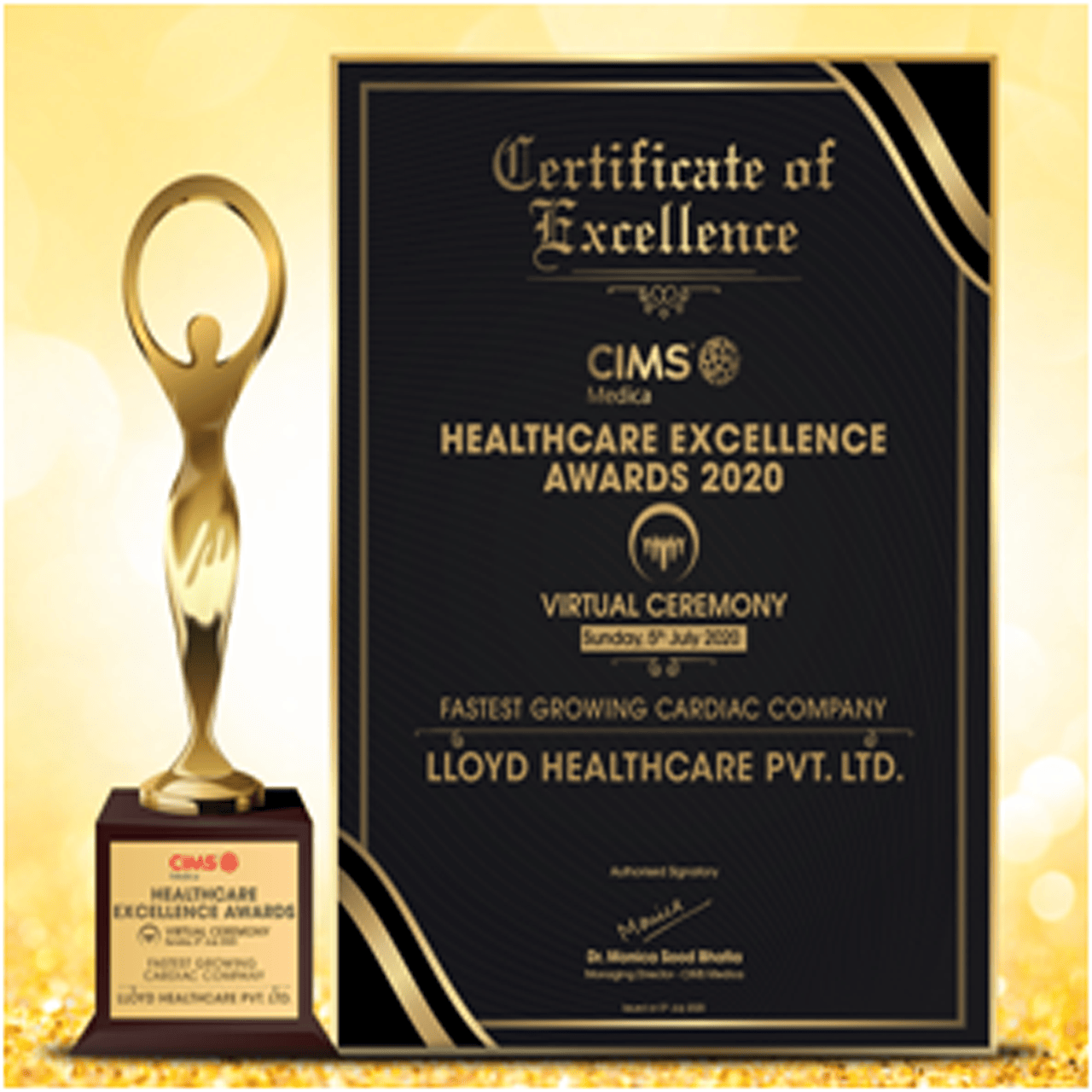 Lloyd Healthcare has been awarded From CIMS Medica Healthcare Excellence Award 2020